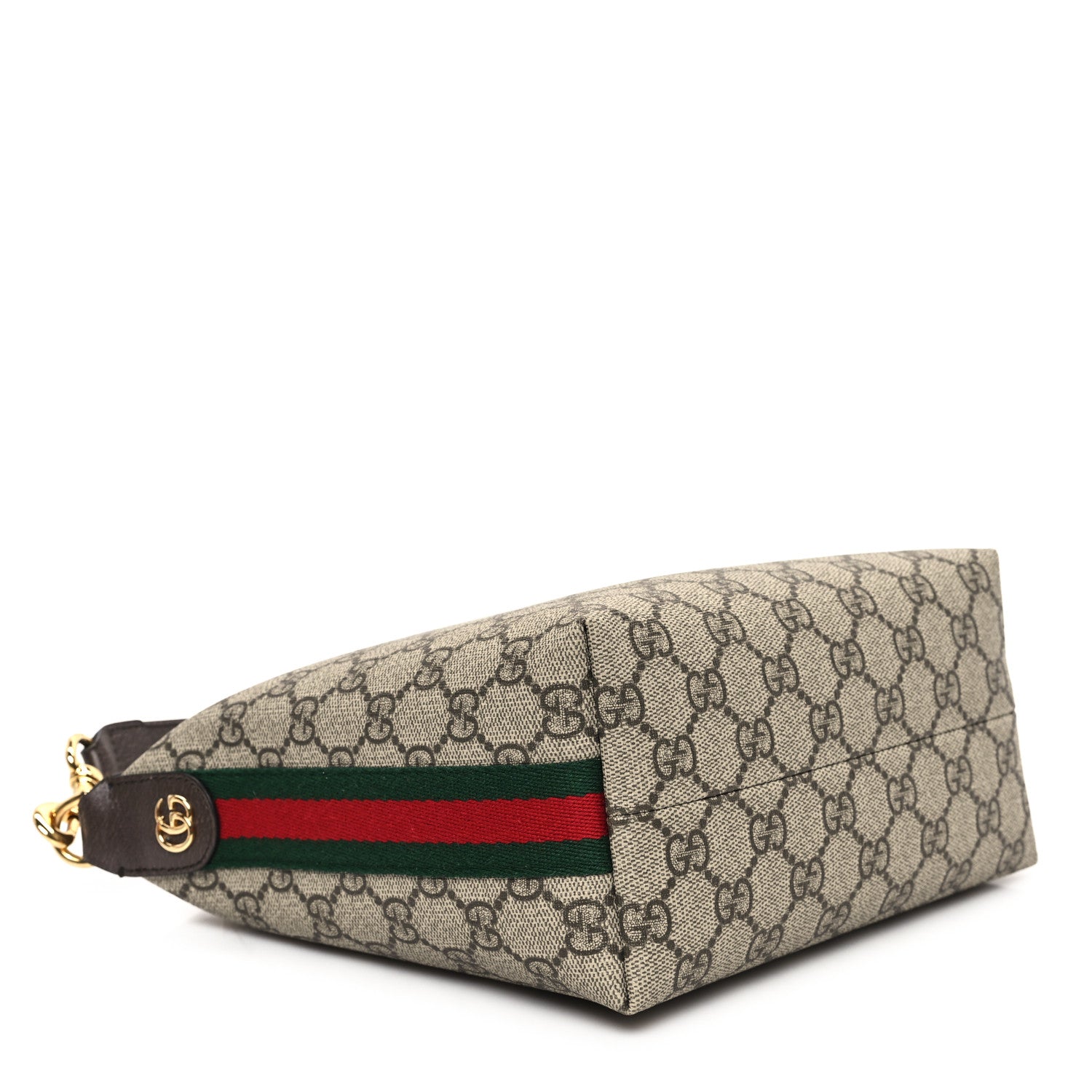 Gucci GG Supreme Monogram Textured Calfskin Web Super Mini Ophidia Shoulder Bag Beige Ebony New Acero 4 of 10