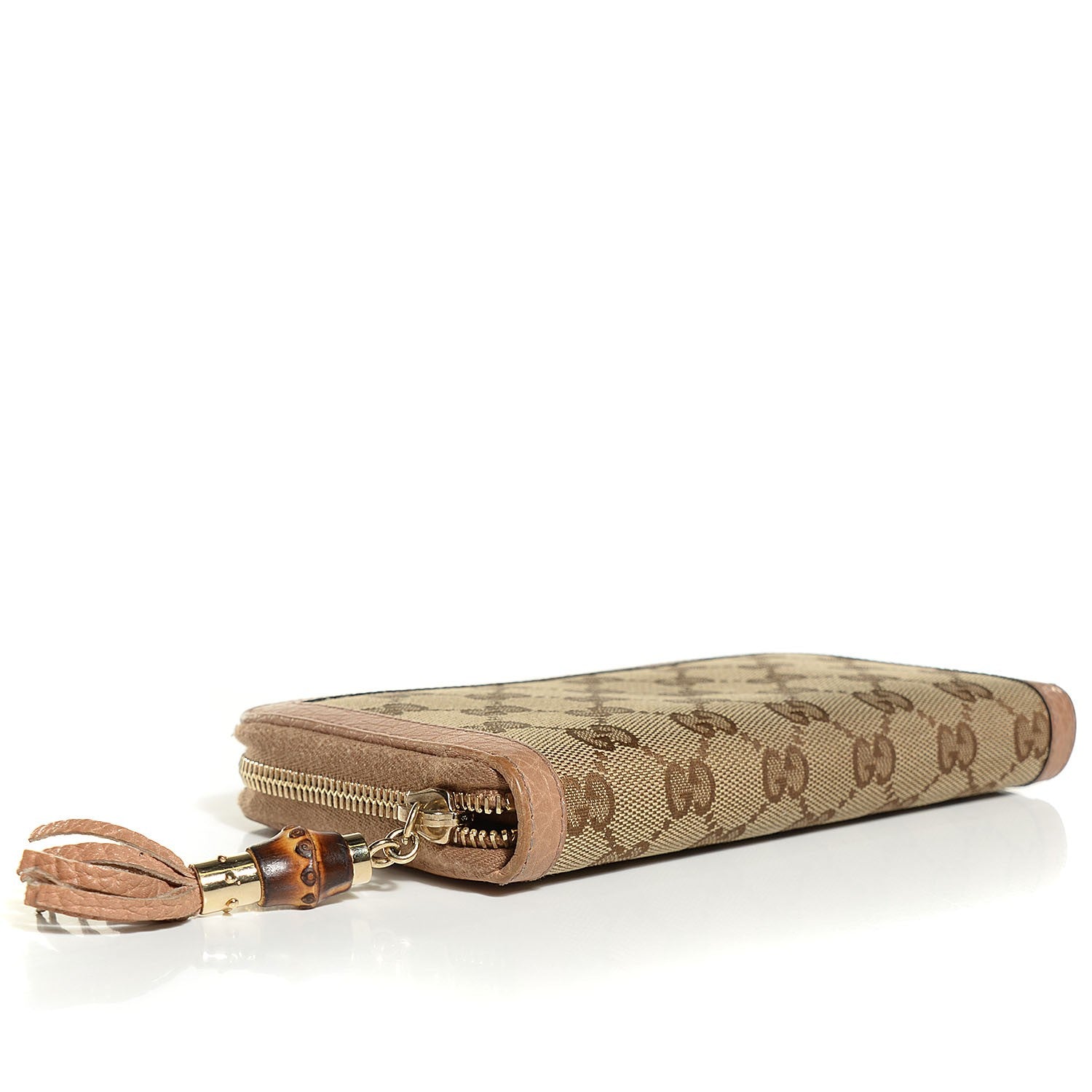 Gucci Monogram Bamboo Tassel Zip Around Wallet Beige 5 of 15