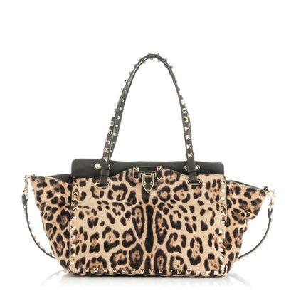 Valentino Garavani Calf Hair Leopard Print Mini Rockstud Tote Leopard 1 of 9