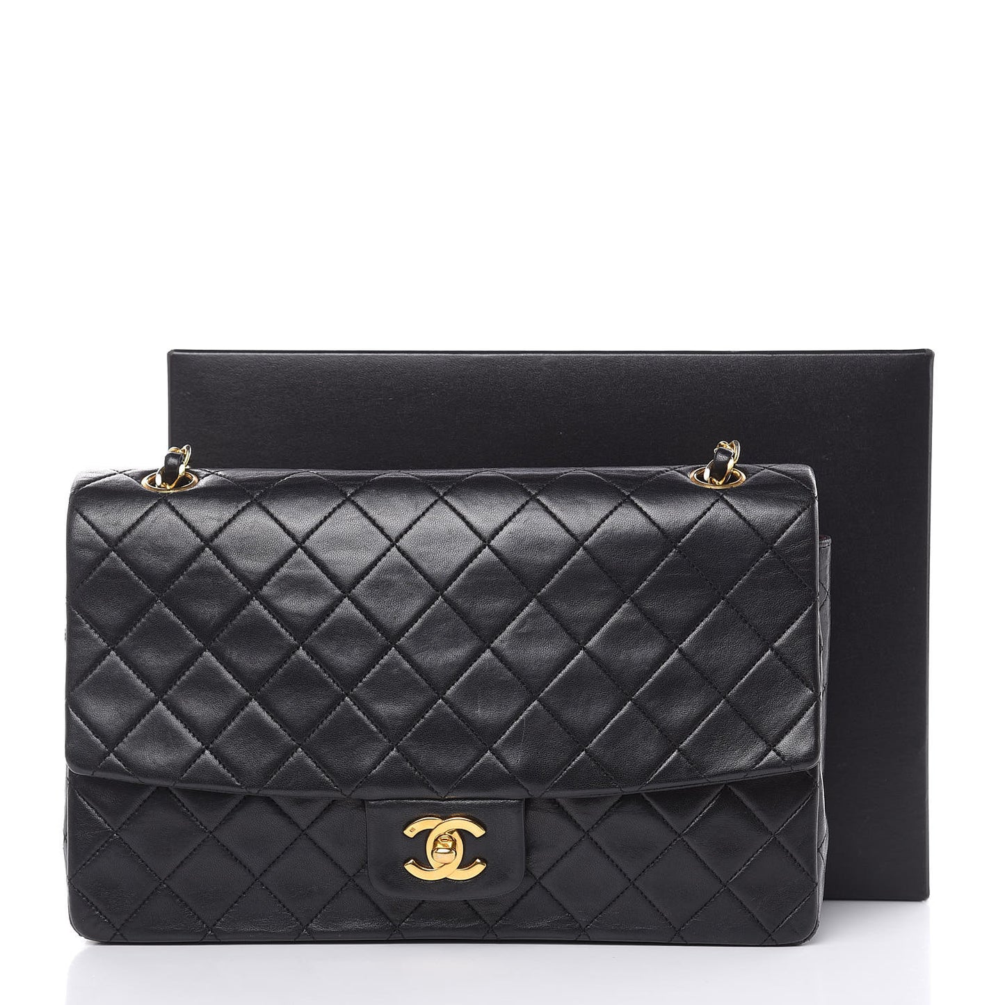 Lambskin Quilted Medium Single Flap Black