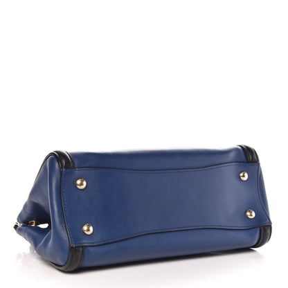 Prada Saffiano City Calf Bi-Color Tote Bluette Black 4 of 9