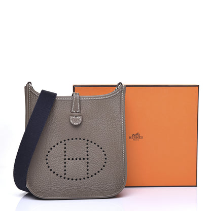 Hermes Taurillon Clemence Amazone Evelyne TPM Etoupe Bleu Indigo 10 of 10