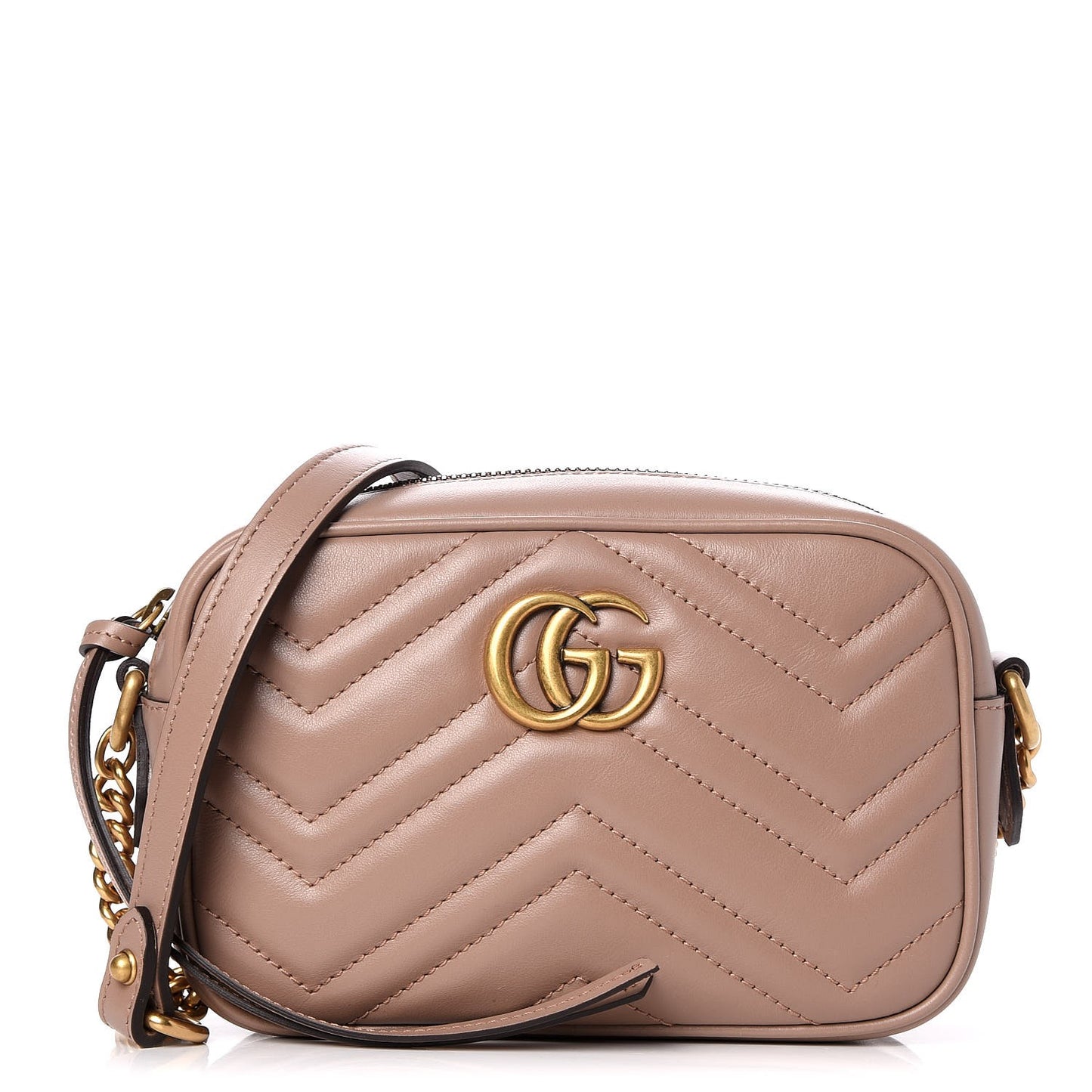 Calfskin Matelasse Mini GG Marmont Chain Shoulder Bag Nude