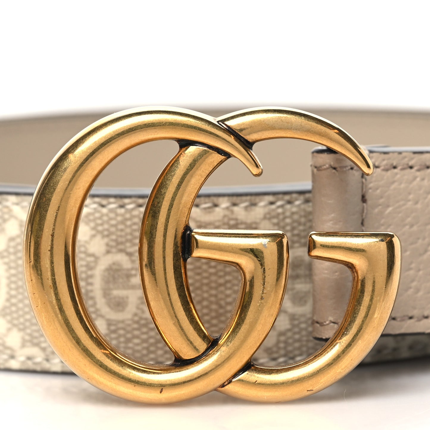 GG Supreme Monogram Calfskin Double G 30mm Belt 90 36 Beige Mystic White Oatmeal