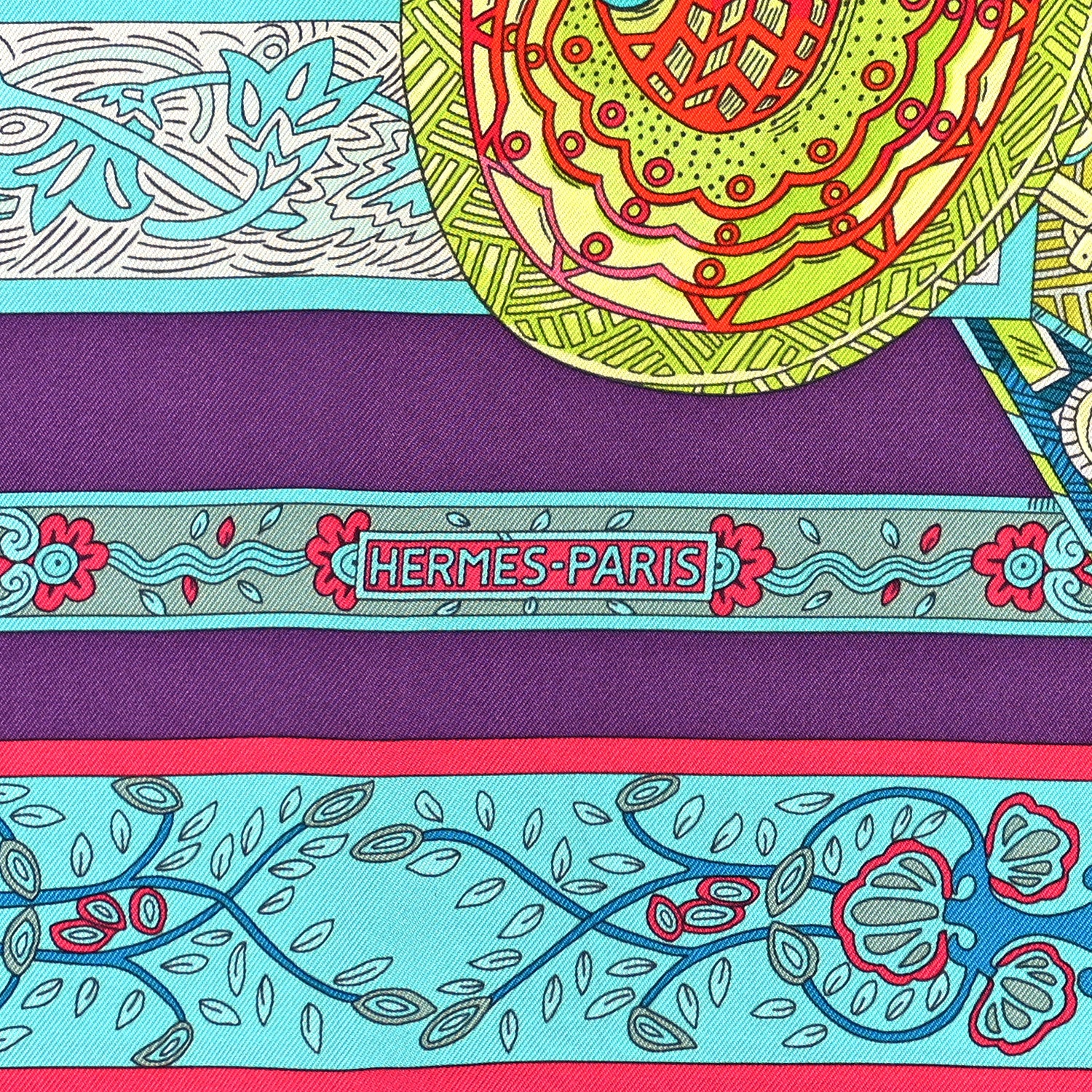Hermes Silk Le Songe De La Licorne Scarf 90 Bleu Klein Parme Turquoise 3 of 5