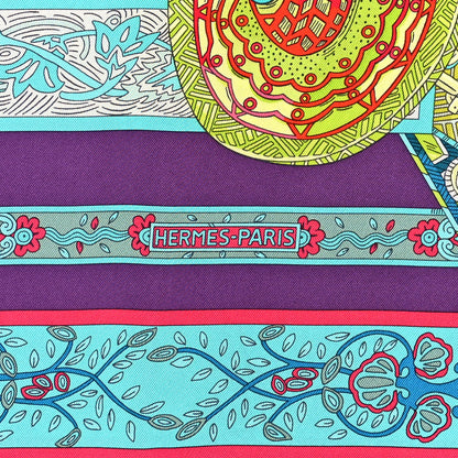 Hermes Silk Le Songe De La Licorne Scarf 90 Bleu Klein Parme Turquoise 3 of 5