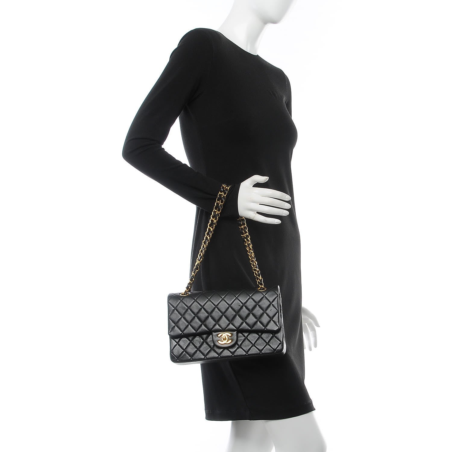 Chanel Lambskin Quilted Medium Double Flap Black 2 of 10