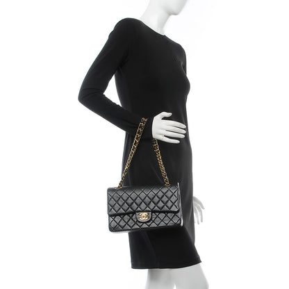 Chanel Lambskin Quilted Medium Double Flap Black 2 of 10