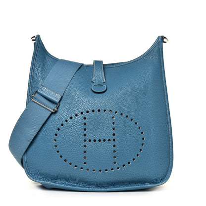 Hermes Taurillon Clemence Evelyne III GM Blue Jean 2 of 20