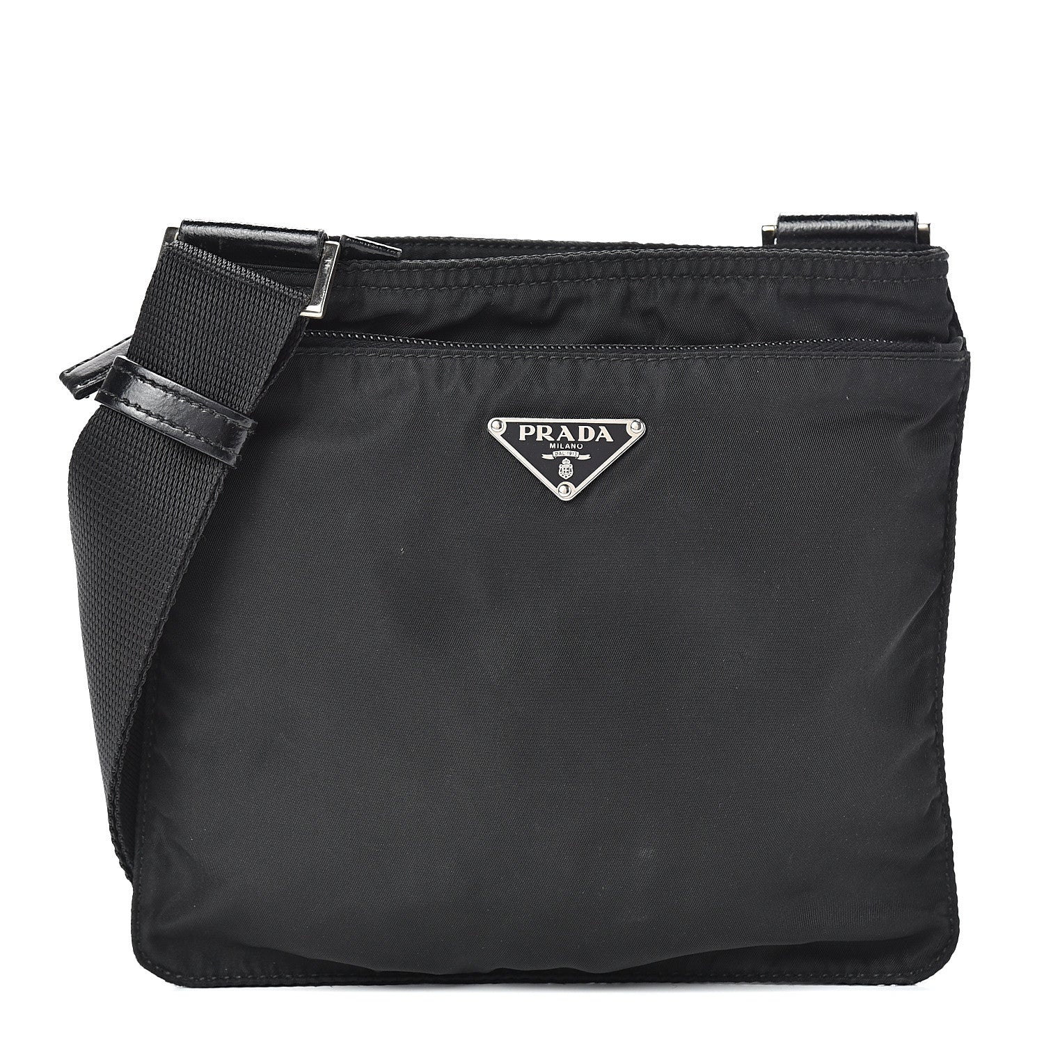 Prada Nylon Small Flat Messenger Bag Black 1 of 13