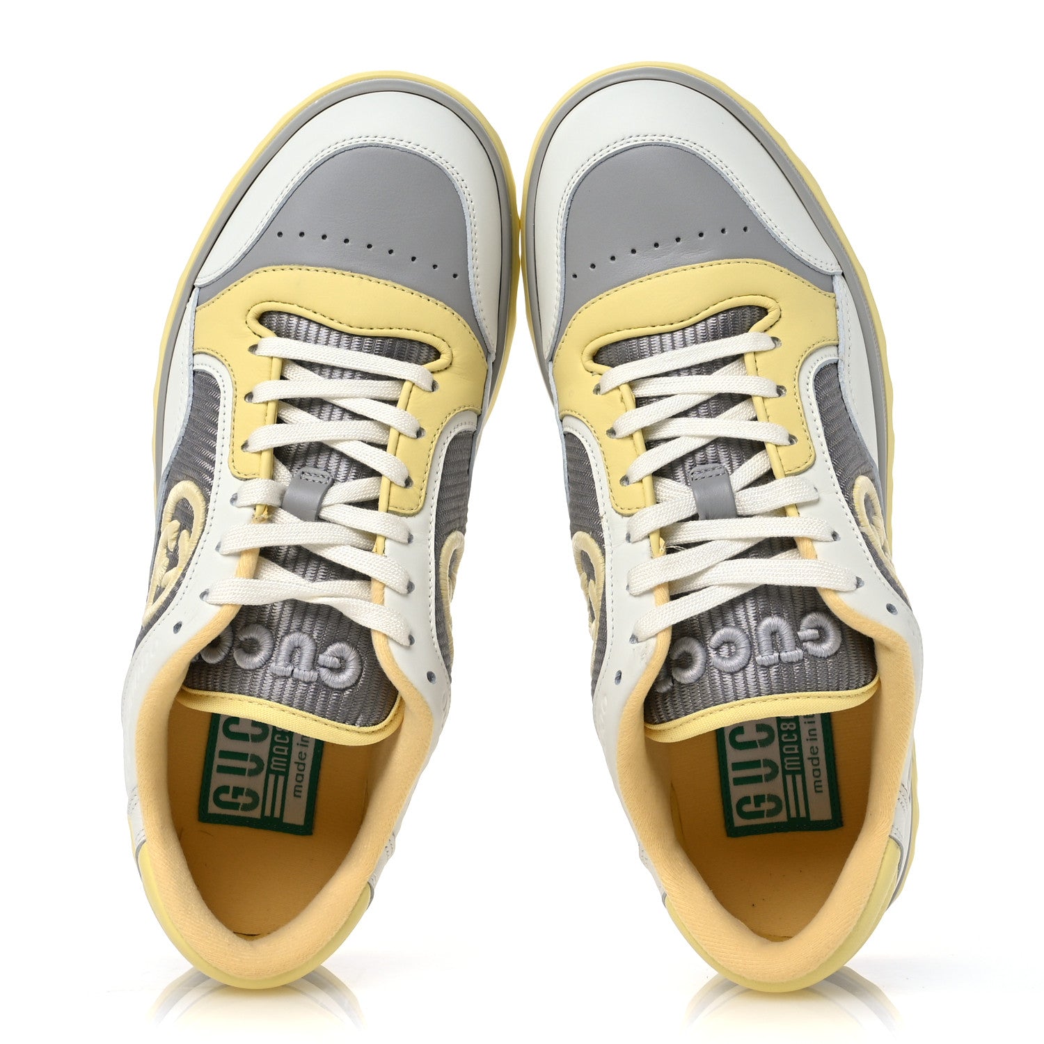 Gucci Dali Soft Calfskin Womens Mac80 Sneakers 38 Off White Grey Sky Yellow 2 of 10
