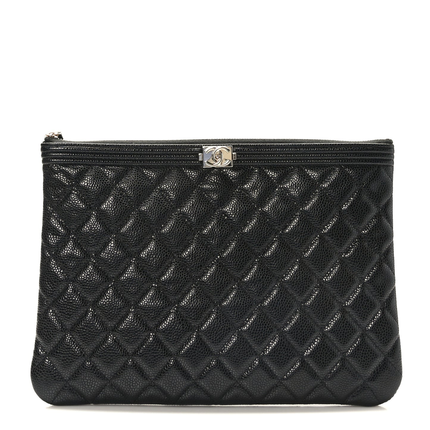 Caviar Quilted Medium Boy Cosmetic Case Black