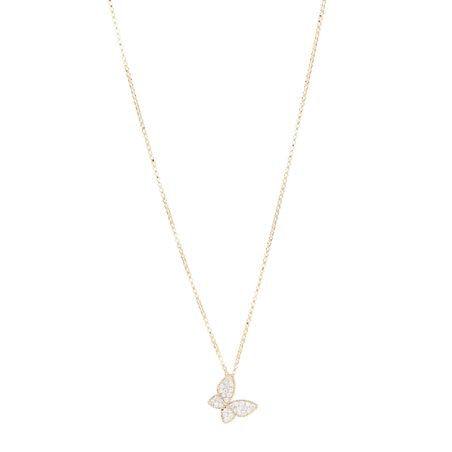 Roberto Coin 18K Yellow Gold Diamond Princess Butterfly Pendant Necklace 1 of 4