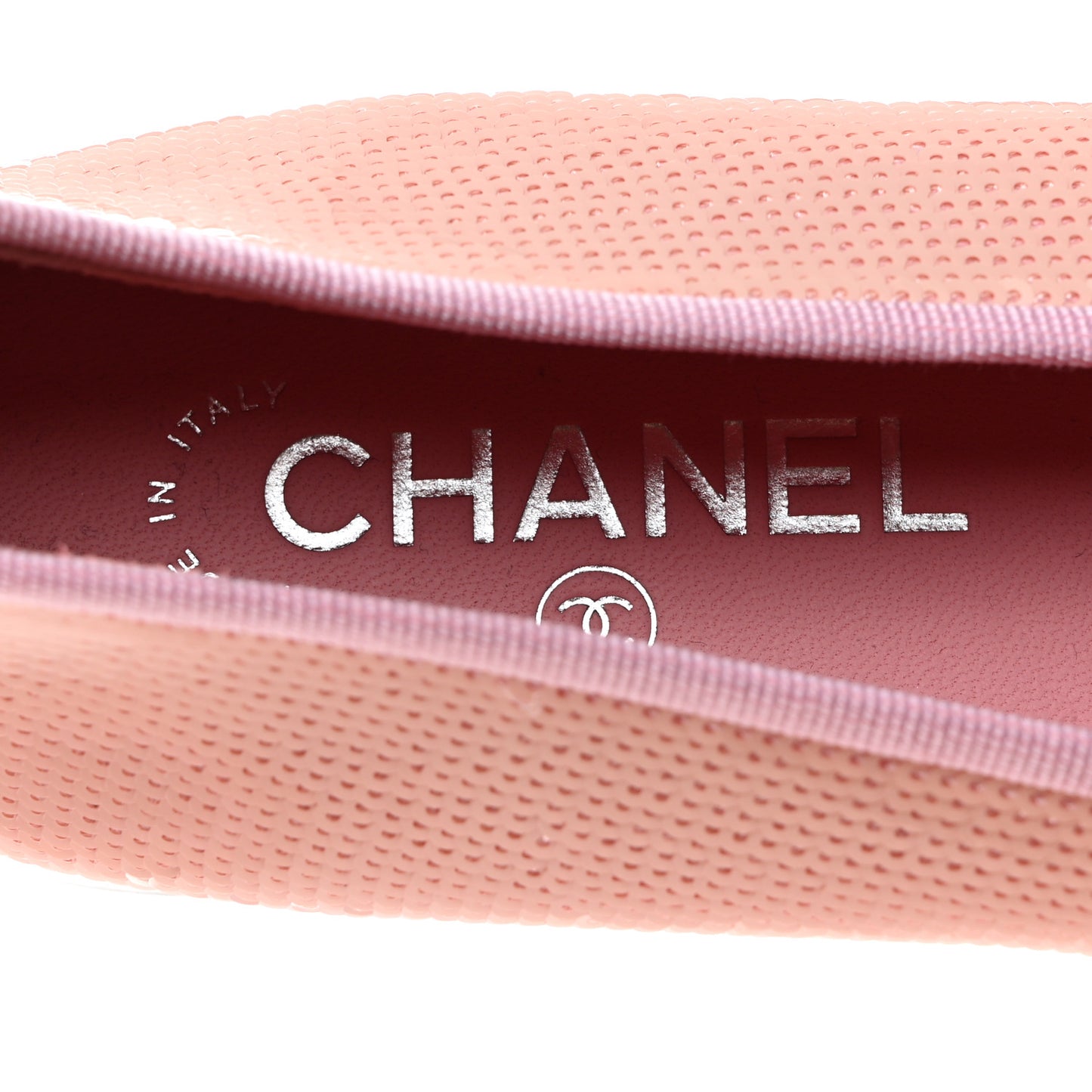 Sequin Grosgrain Cap Toe Ballerina Flats 38.5 Pink Black
