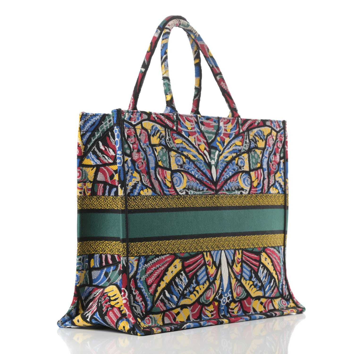 Christian Dior Canvas Embroidered Butterfly Book Tote Black Multicolor 3 of 12