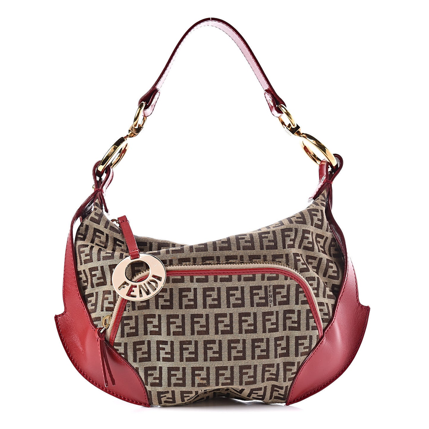 Zucchino Cuoio Chef Pocket Shoulder Bag Mogano Panna Rosso