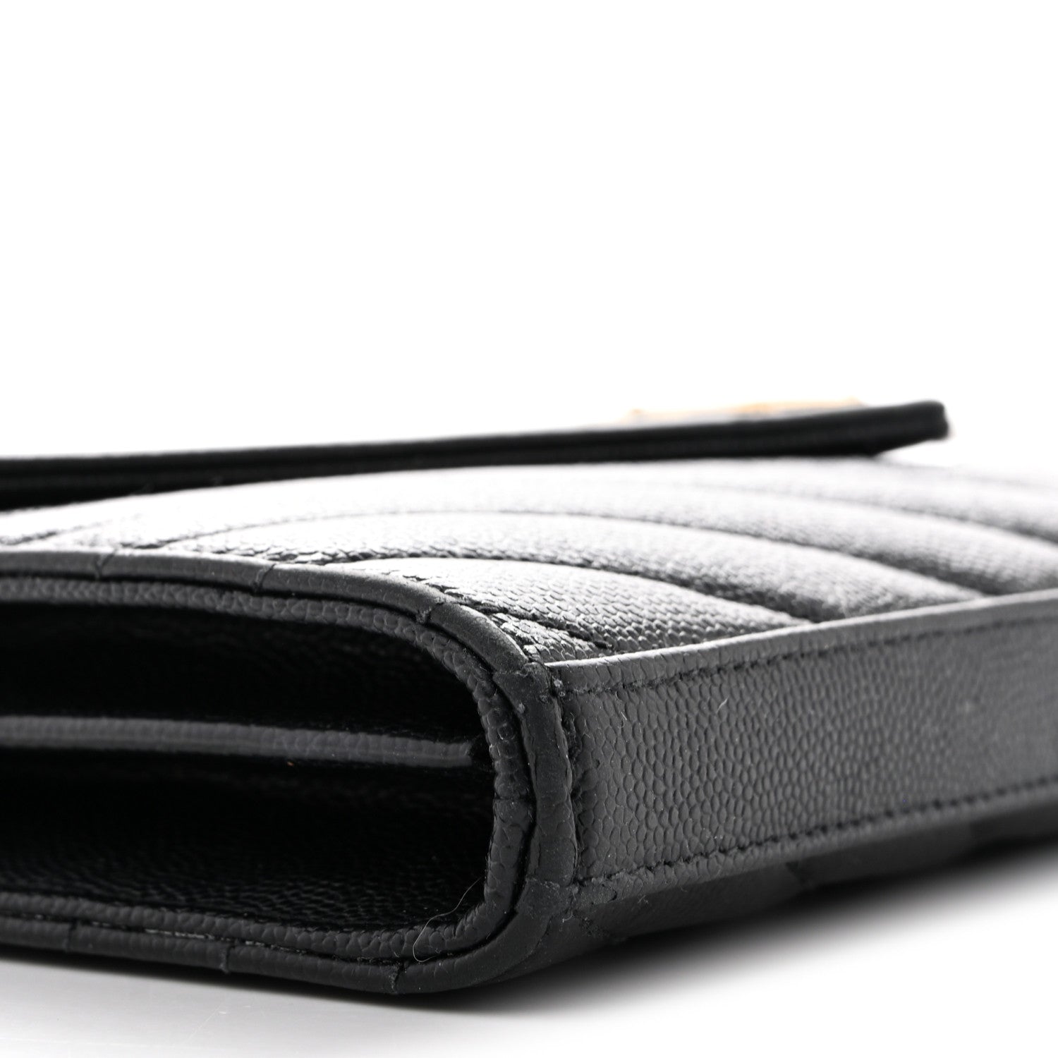 Saint Laurent Grain De Poudre Matelasse Chevron Monogram Chain Wallet Black 8 of 14