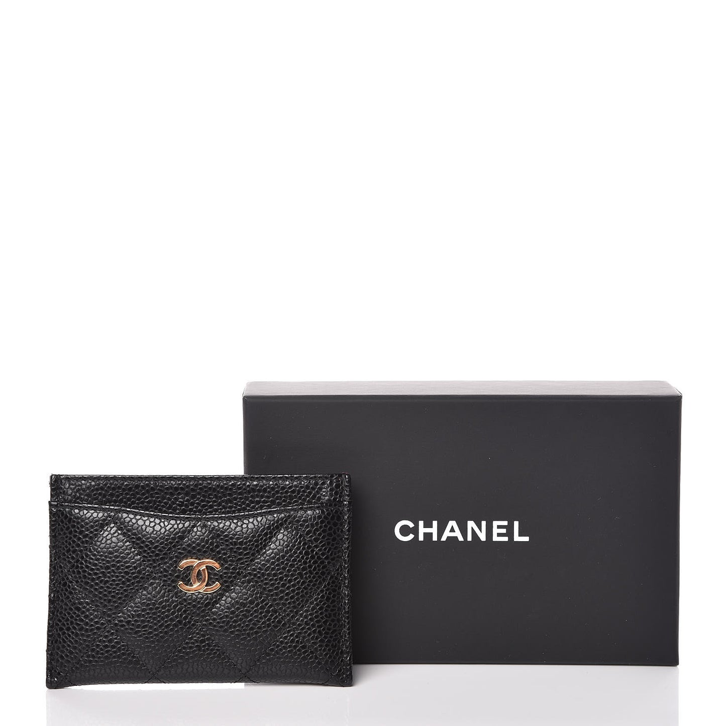 Caviar Quilted Card Holder Black