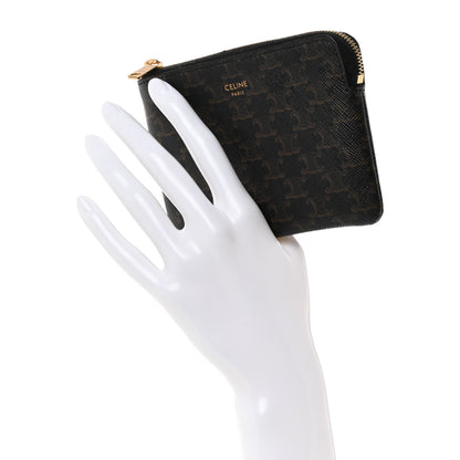 Celine Triomphe Canvas Zipped Coin Purse Black 2 of 6