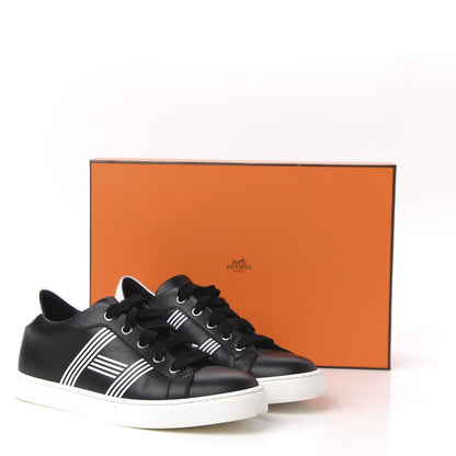 Hermes Calfskin Womens Advantage Sneakers 36 Black White 10 of 11