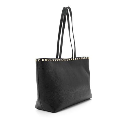 Valentino Garavani Grained Calfskin Small Rockstud Shoulder Tote Black 3 of 12