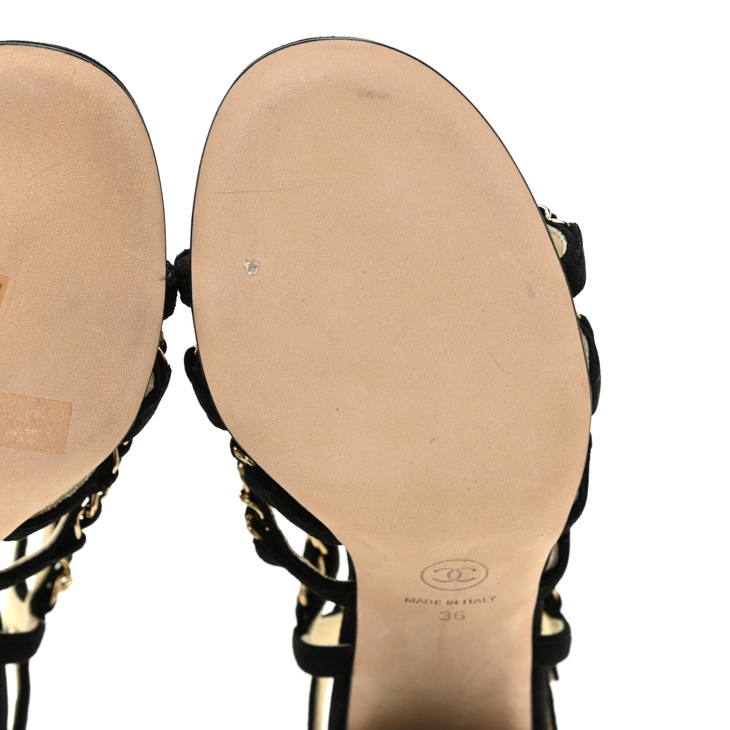 Chanel Kid Suede Chain Sandals 36 Black 8 of 13