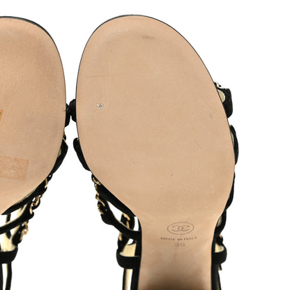 Chanel Kid Suede Chain Sandals 36 Black 8 of 13
