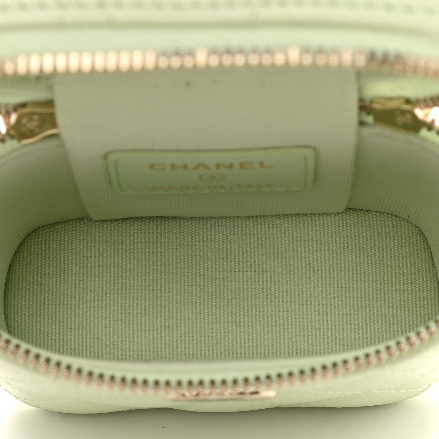 Chanel Caviar Quilted Small Handle With Care Vanity Case With Chain Light Green 5 of 9