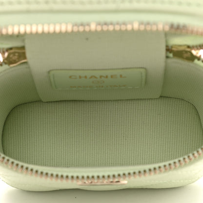 Chanel Caviar Quilted Small Handle With Care Vanity Case With Chain Light Green 5 of 9
