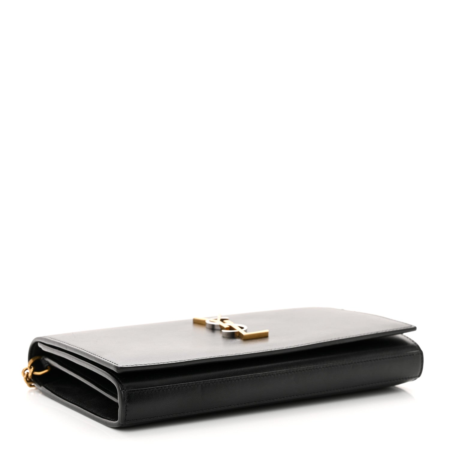 Saint Laurent Smooth Calfskin Tri-Metal Cassandre Wallet On Chain WOC Black 4 of 12