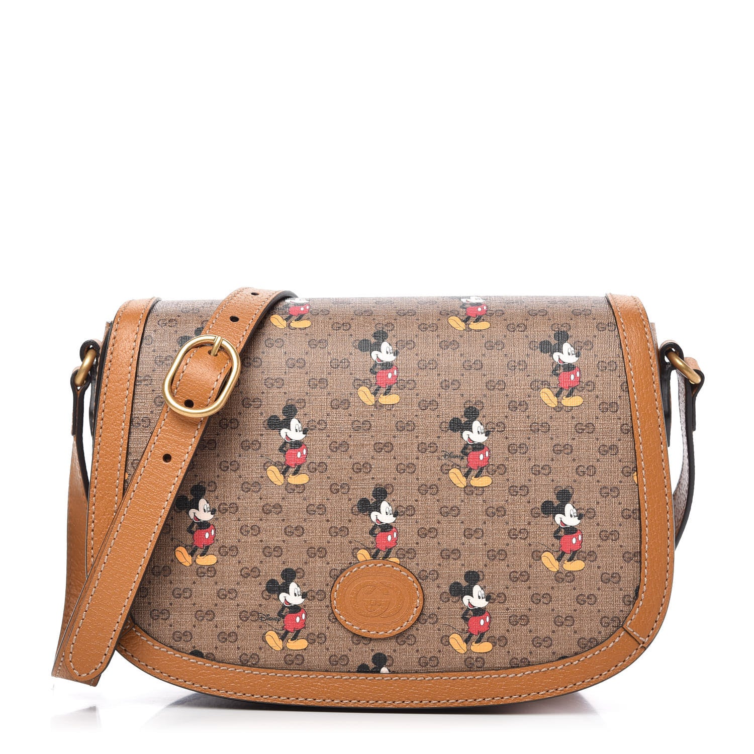 Gucci X DISNEY Mini Vintage GG Supreme Monogram Mickey Mouse Small Flap Messenger Bag Beige Vintage Sun Oil 1 of 11