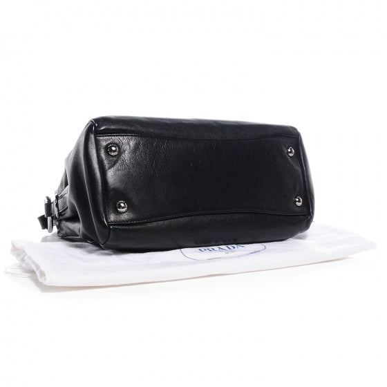Prada Soft Calf Double Zip Shoulder Bag Black 4 of 9