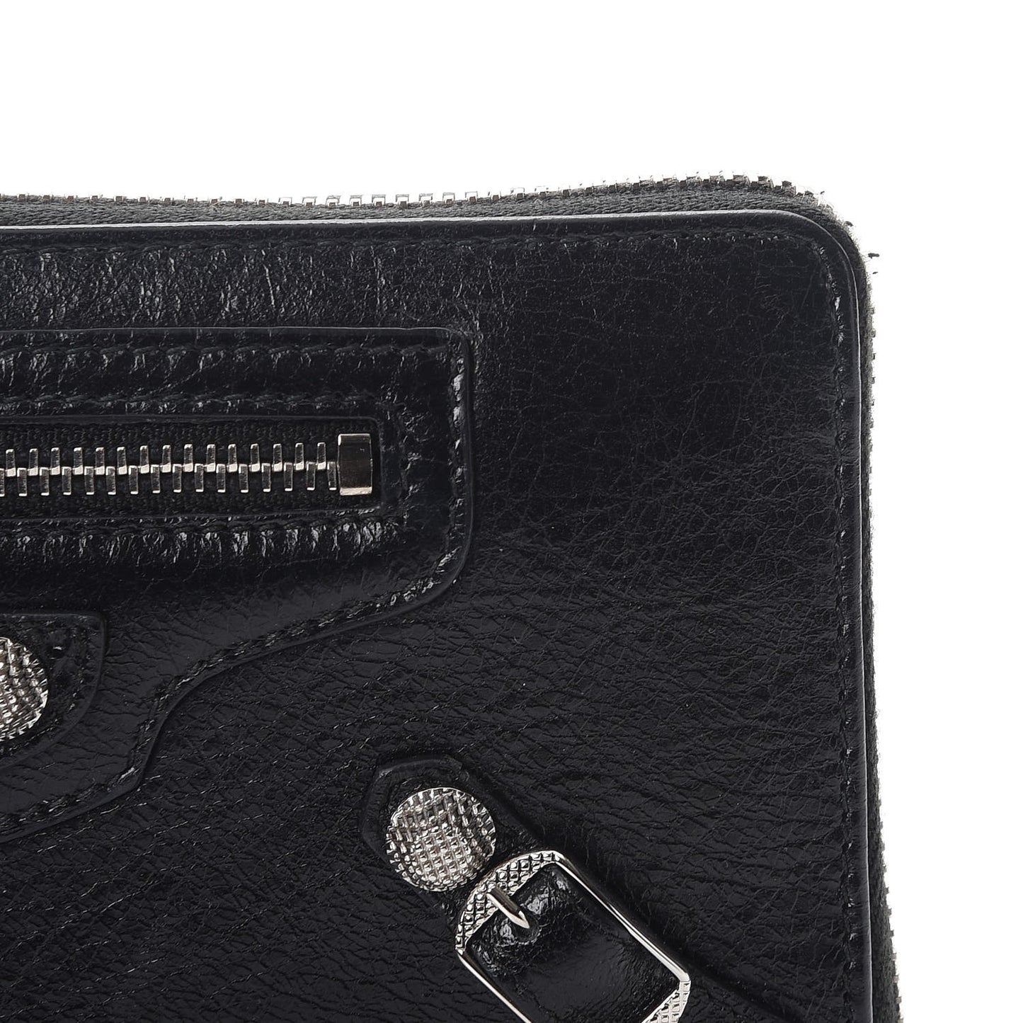 Agneau Giant 12 Silver Hardware Continental Zip Around Wallet Black