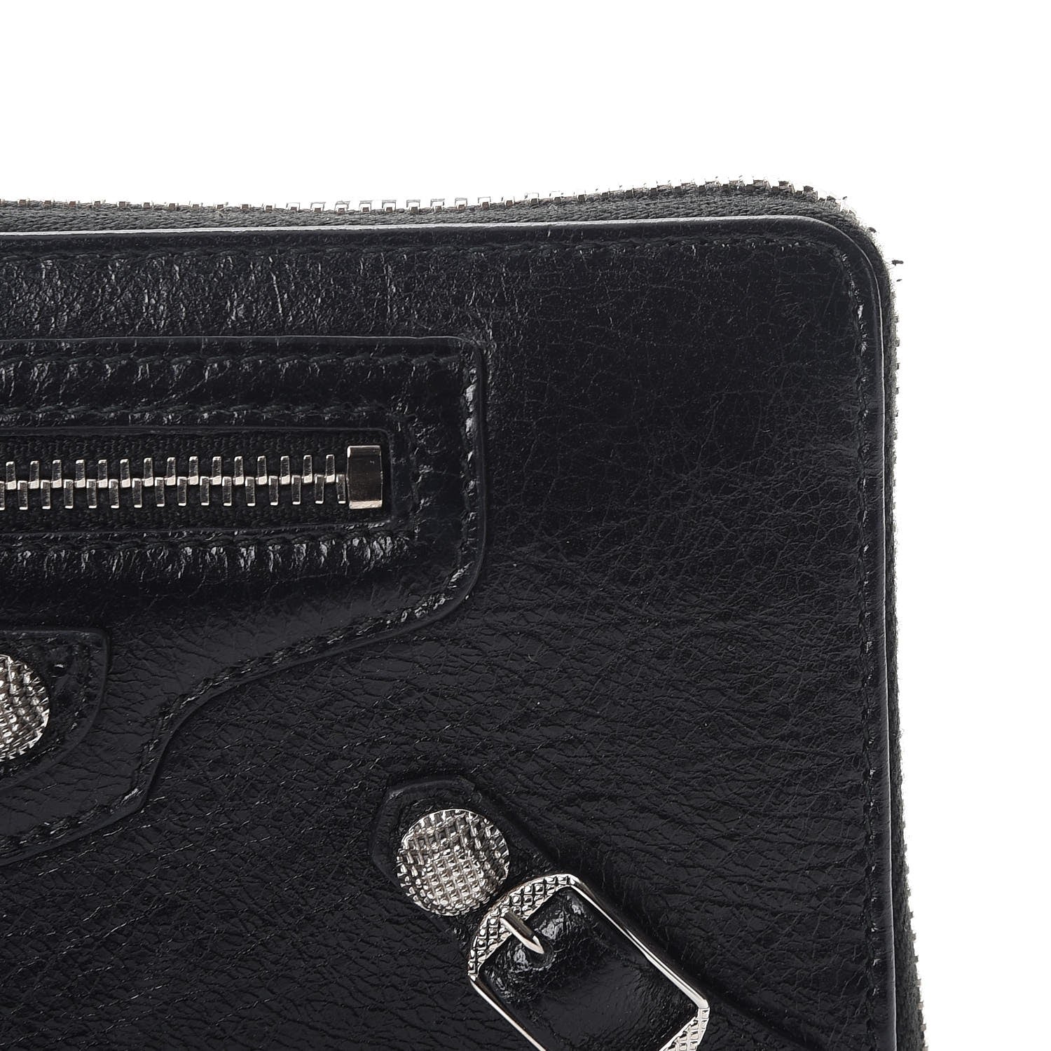 Balenciaga Agneau Giant 12 Silver Hardware Continental Zip Around Wallet Black 9 of 11