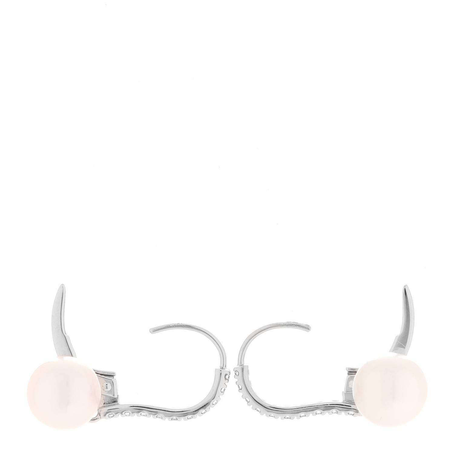 Mikimoto 18K White Gold Diamond Akoya Pearl 7.5mm Drop Earrings 3 of 6
