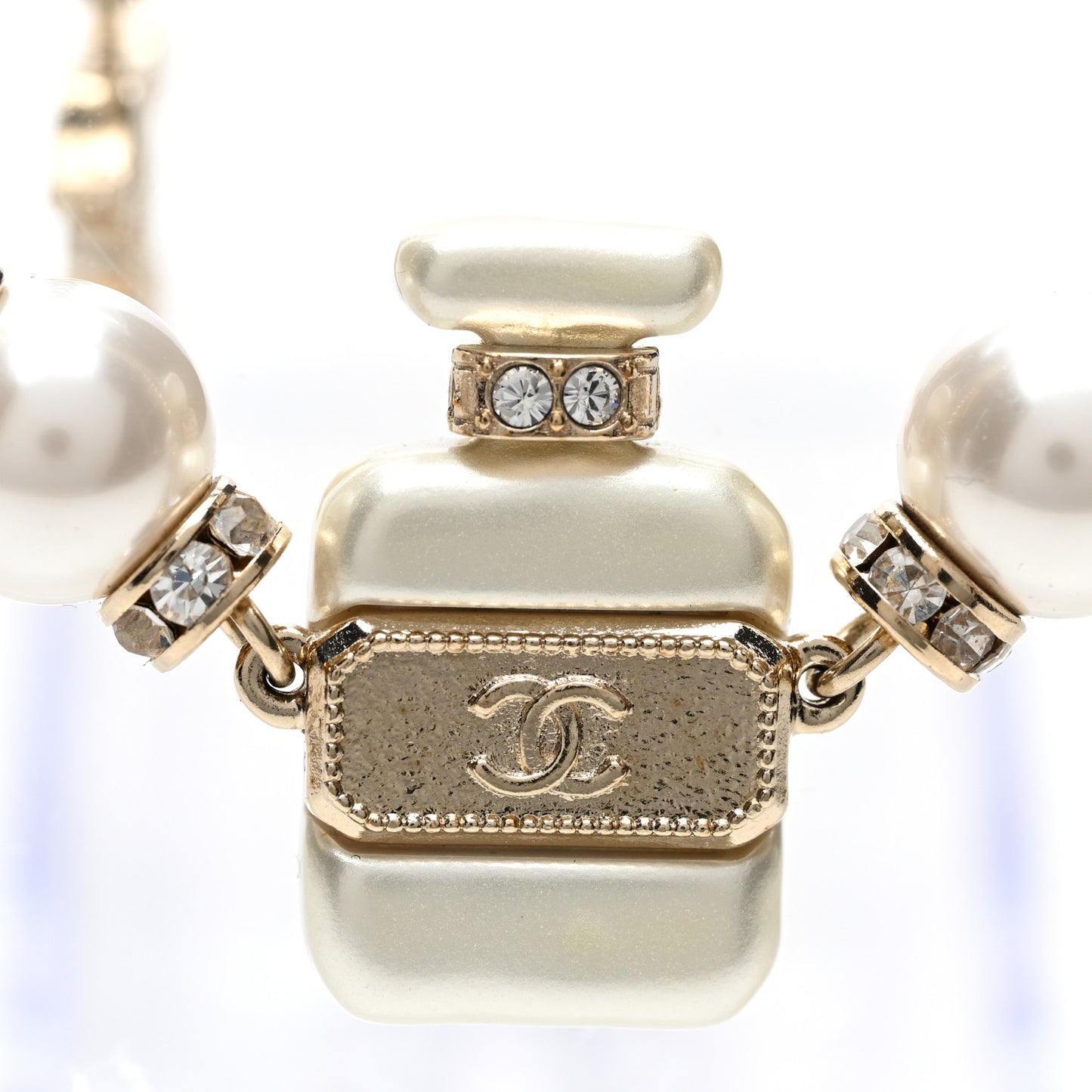 Resin Crystal Pearl CC No 5 Perfume Bottle Necklace