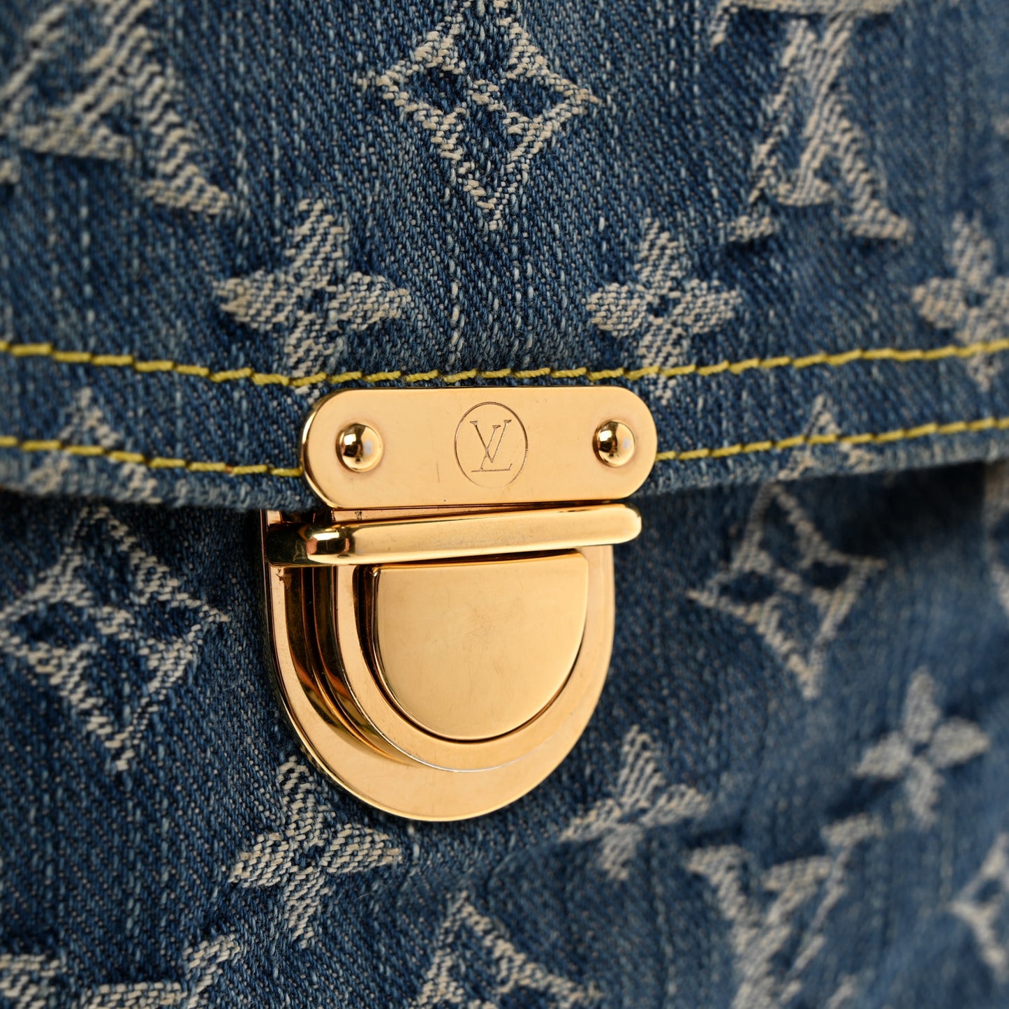 Monogram Denim Pochette Plat Clutch Blue