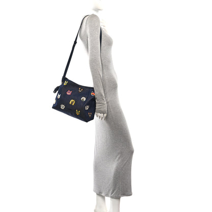 Loewe X Louis Wain Denim Embroidered Futurist Cats Medium Flamenco Knot Clutch Blue 2 of 9