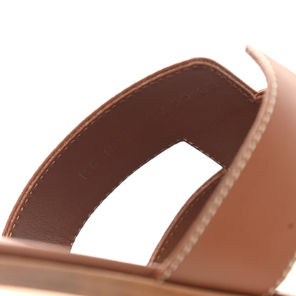 Hermes Box Calfskin Oran Sandals 38 Gold 8 of 9