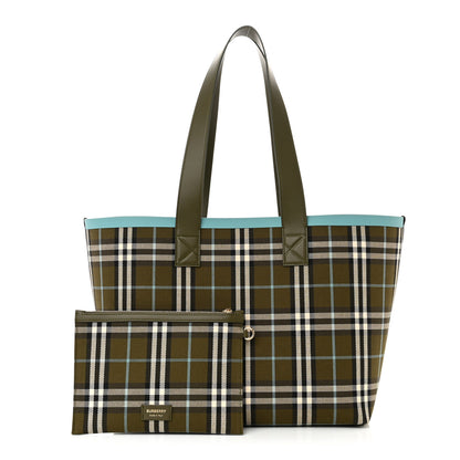 Burberry Cotton Check Medium London Tote Bag Olive Green 1 of 11