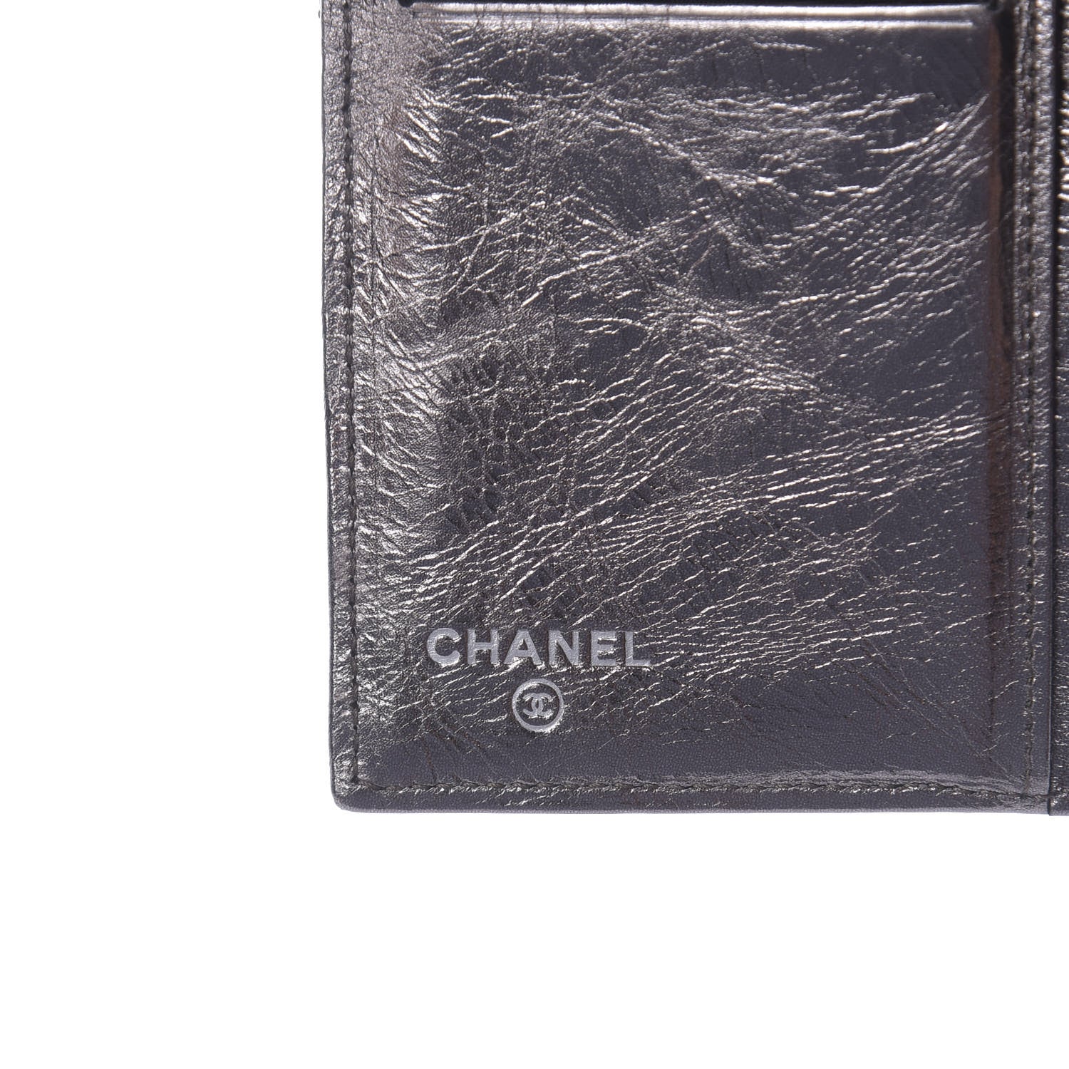 Chanel Metallic Striped Calfskin Reissue Wallet Dark Silver 6 of 8