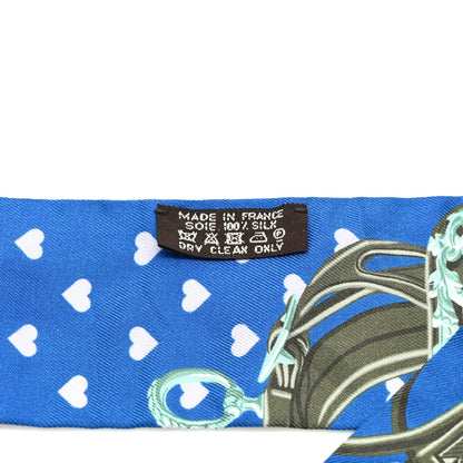 Hermes Silk Brides De Gala Love Twilly Cobalt Kaki Turquoise 4 of 4