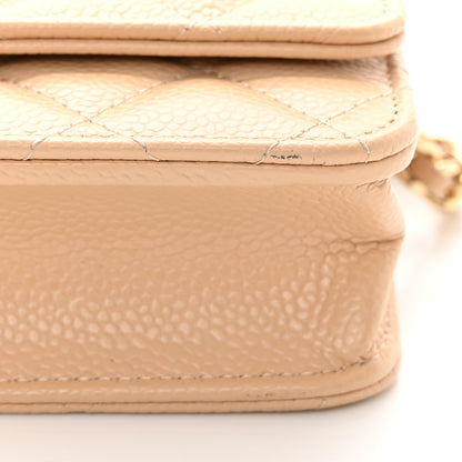 Chanel Caviar Quilted Wallet On Chain WOC Beige 13 of 14