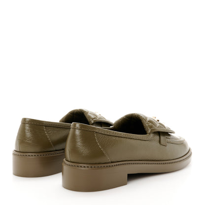 Chanel Lambskin Quilted CC Turnlock Loafers 40 Khaki 5 of 10