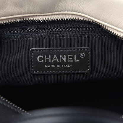 Chanel Calfskin Quilted Feather Weight Bowling Bag Black Ivory 6 of 13