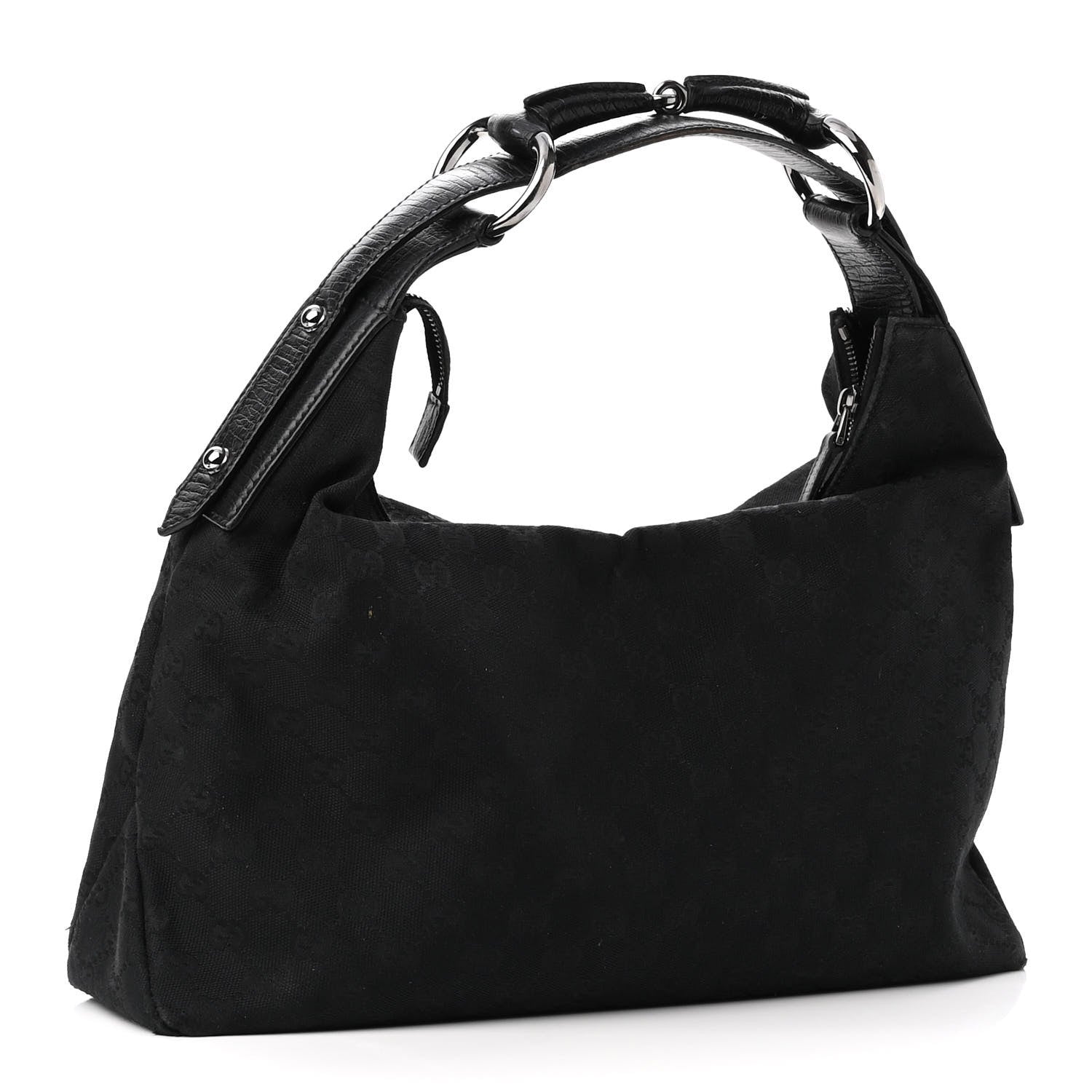 Gucci Monogram Medium Horsebit Chain Hobo Black 3 of 10