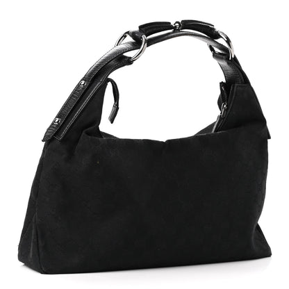 Gucci Monogram Medium Horsebit Chain Hobo Black 3 of 10