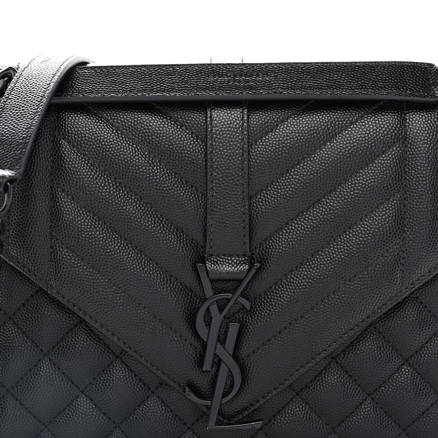 Grain De Poudre Textured Mixed Matelasse Triquilt Medium Monogram Monochrome Satchel Black
