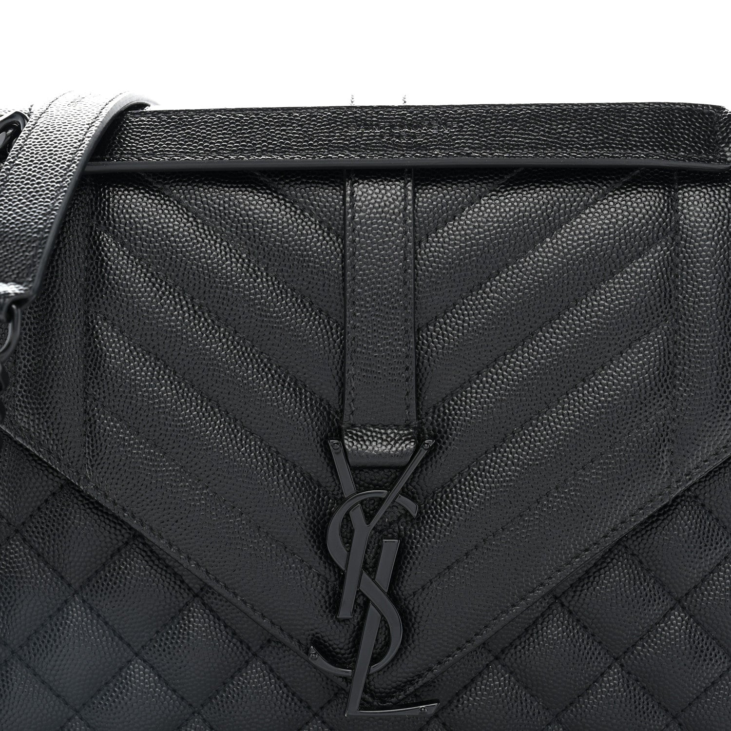 Saint Laurent Grain De Poudre Textured Mixed Matelasse Triquilt Medium Monogram Monochrome Satchel Black 8 of 11