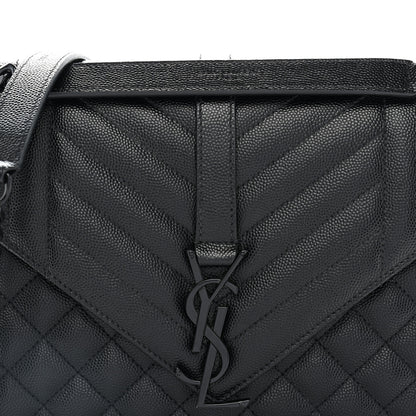 Saint Laurent Grain De Poudre Textured Mixed Matelasse Triquilt Medium Monogram Monochrome Satchel Black 8 of 11